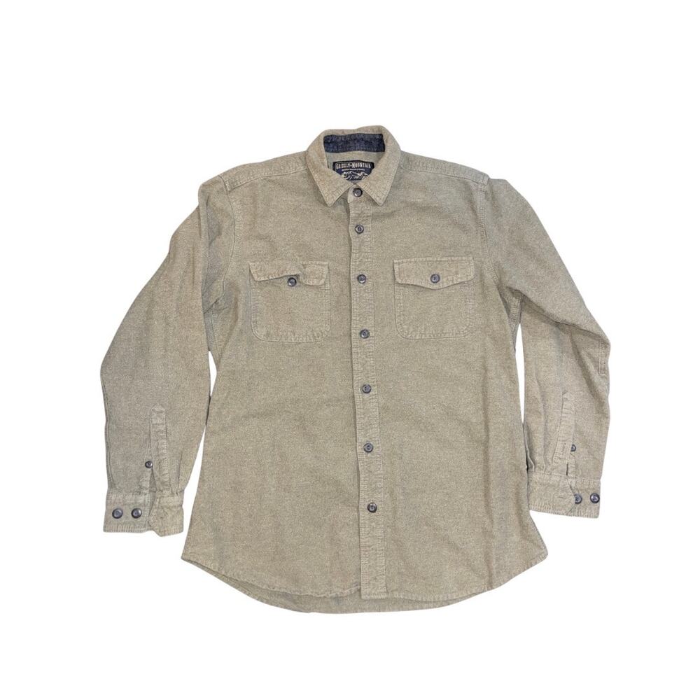 Grizzly Mountain Green Front Pocket Button up Long Sleeve Shirt SZ Large Cotton